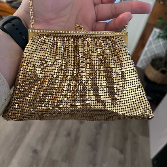 Whiting & Davis Goldtone Metal Mesh Bag Purse Chain Handle Vintage 1940s - Picture 5 of 9